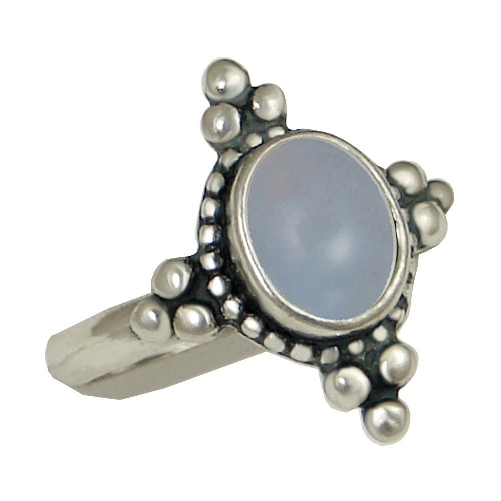 Sterling Silver Gemstone Ring With Blue Lace Agate Size 10